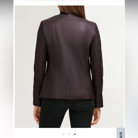 Cole Haan Wing Collar Lambskin Leather Jacket, in Chianti Womens Size XS, NWT - Picture 2 of 12